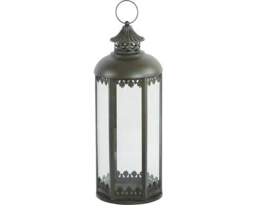 Lanterne en métal Lafiora 11.5 x 28.5 cm marron Lanterne décorative en verre et métal