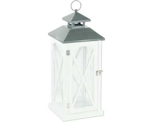 Lanterne en bois 20 x 20 x 49 cm blanc Lanterne décorative en bois et métal