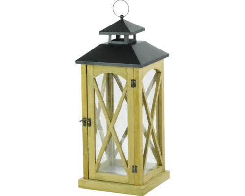 Lanterne en bois 20 x 20 x 49 cm nature Lanterne décorative en bois et en verre