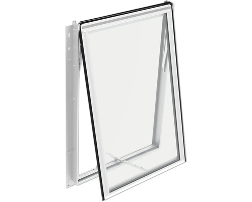 Gekipptes Kellerfenster aus Kunststoff mit Rahmen