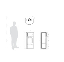Schéma technique d''un poêle avec indications de dimensions.