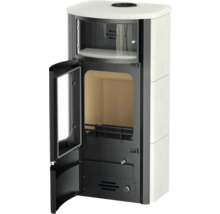 Poêle à bois avec porte ouverte pour la combustion du bois