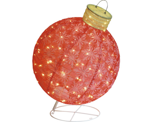 Boule de sapin de Noël décorative avec motif de flocons de neige et éclairage sur un support