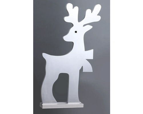 Figurine décorative de renne en bois sur un socle