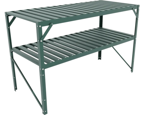 Metallregal mit zwei Ablageflächen für den Innen- und Aussenbereich