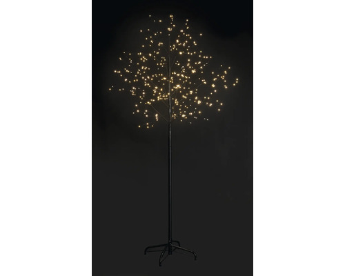 Arbre décoratif avec de nombreuses lumières LED sur un pied métallique