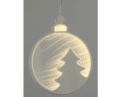 Dekorative Weihnachtskugel mit LED-Beleuchtung und Tannenbaum-Motiv