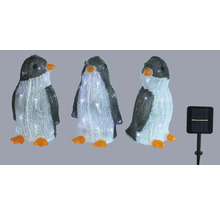 Drei Pinguinfiguren mit Solarpanel für den Aussenbereich