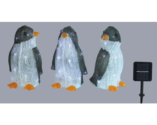 Drei Pinguinfiguren mit Solarpanel für den Aussenbereich