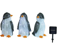 Drei Pinguinfiguren mit Solarmodul zur Dekoration