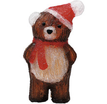 Dekofigur Teddybär mit Weihnachtsmütze und Schal