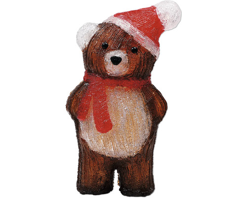 Dekofigur Teddybär mit Weihnachtsmütze und Schal