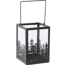 Lanterne en métal et verre avec motif sapin