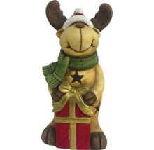 Figurine décorative élan avec cadeau et écharpe