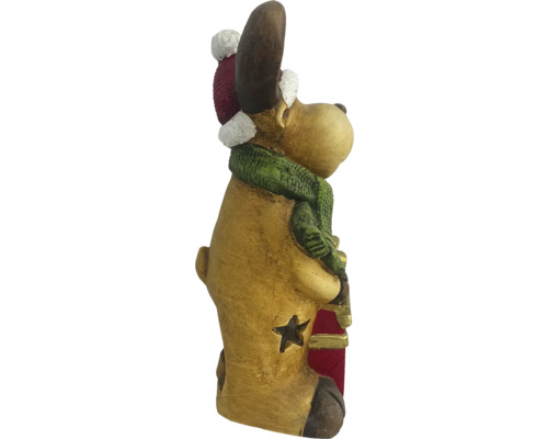 Figurine décorative renne avec bonnet et écharpe