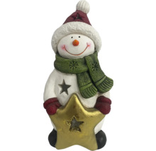 Figurine bonhomme de neige avec bonnet, écharpe et étoile