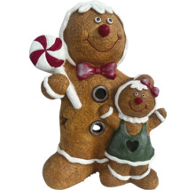 Figurine décorative bonhomme et bonne femme en pain d''épices avec éclairage