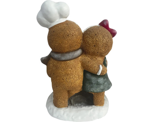 Figurines décoratives en pain d''épices s''embrassant, un boulanger avec une toque et une fille avec un nœud