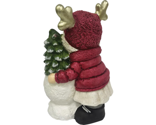 Figurine décorative de renne étreignant un arbre de Noël.