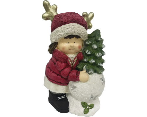Décoration de Noël fille avec sapin de Noël et bois de cerf