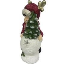 Figurine décorative de bonhomme de neige avec sapin de Noël et bois de cerf