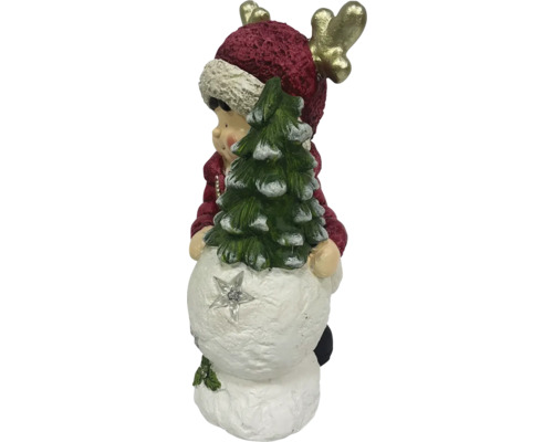 Figurine décorative de bonhomme de neige avec sapin de Noël et bois de cerf