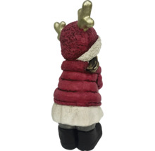 Figurine décorative renne avec manteau rouge et bois dorés