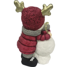 Figurine décorative renne avec bonhomme de neige et cadeaux