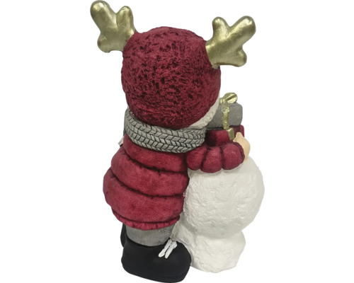 Figurine décorative renne avec bonhomme de neige et cadeaux