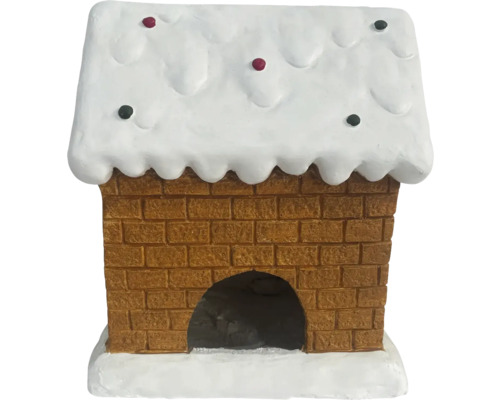 Dekoratives Lebkuchenhaus mit Ziegeldesign und Zuckergussdach