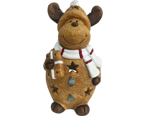 Photophore renne Lafiora minéral 17 x 15 x 33 cm Figurine décorative renne avec bonnet et écharpe, décoration de Noël