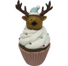 Figurine décorative de renne en forme de cupcake avec bonnet