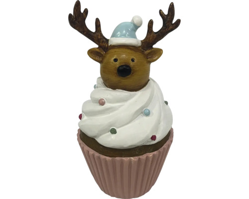 Figurine décorative de renne en forme de cupcake avec bonnet