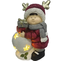 Figurine décorative garçon avec cadeaux et bonhomme de neige avec étoiles