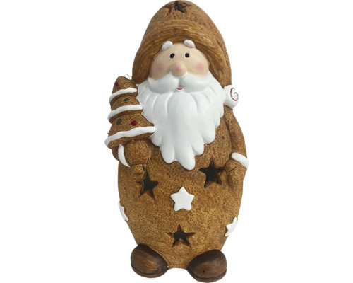 Photophore Père Noël Lafiora minéral 17 x 15 x 33 cm Figurine de Père Noël avec étoiles et sapin de Noël