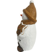 Figurine décorative bonhomme de neige avec bonnet et pain d''épices