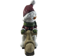 Bonhomme de neige décoratif sur scooter en bois pour l''intérieur