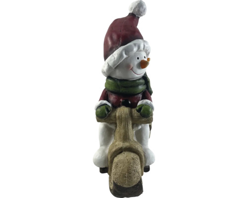 Bonhomme de neige décoratif sur scooter en bois pour l''intérieur