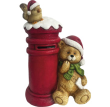 Décoration de Noël avec boîte aux lettres, ours en peluche et oiseau