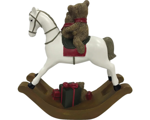 Figurine décorative de cheval à bascule avec ours en peluche et cadeaux