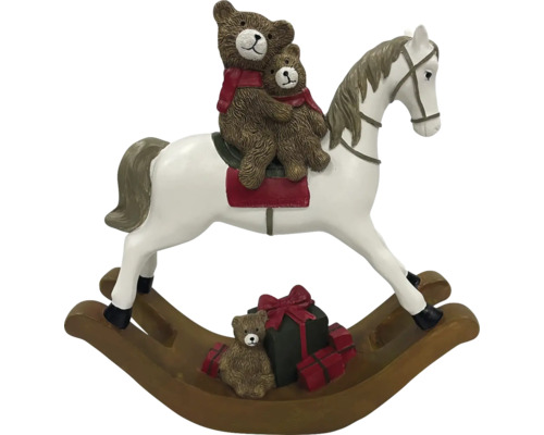 Figurine de cheval à bascule décorative avec ours et cadeaux