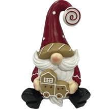 Weihnachtlicher Deko-Wichtel mit Lebkuchenhaus-Motiv