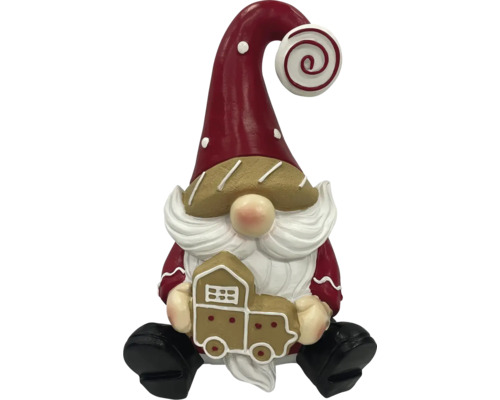 Weihnachtlicher Deko-Wichtel mit Lebkuchenhaus-Motiv