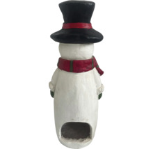 Figurine décorative bonhomme de neige avec chapeau haut de forme et trou