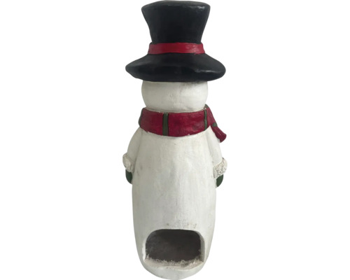 Figurine décorative bonhomme de neige avec chapeau haut de forme et trou