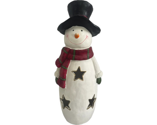 Photophore bonhomme de neige Lafiora minéral 37 x 27,5 x 87 cm Bonhomme de neige décoratif avec chapeau et étoiles