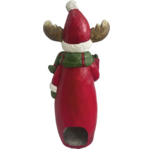 Dekorative Elchfigur mit roter Mütze und grünem Schal für die Weihnachtszeit