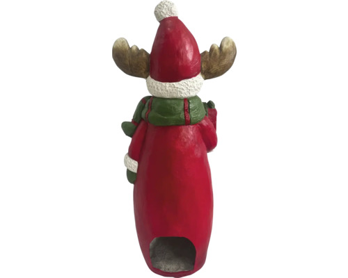Dekorative Elchfigur mit roter Mütze und grünem Schal für die Weihnachtszeit