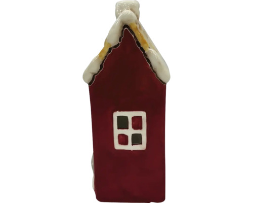 Dekorative Hausfigur mit Fenster und schneebedecktem Dach