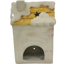 Maison de bougie chauffe-plat en céramique avec motif étoile et décor de neige